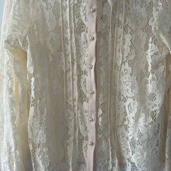 NWT Zara Pearl Button Blouse Bow - Picture 5 of 6